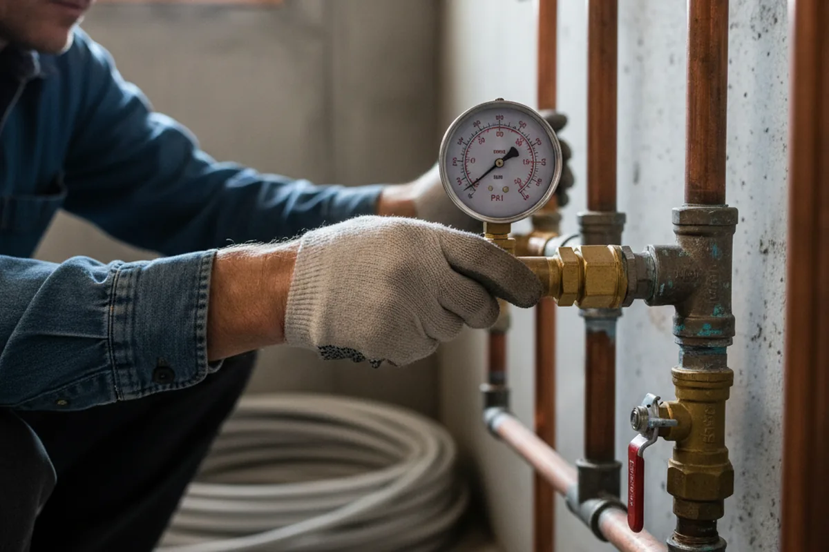 Pressure testing a repaired line during Water Line Repair in Greenwood